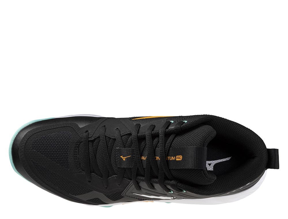 BUTY MIZUNO WAVE MOMENTUM PRO MID BLACK/TANGELO/ICE GREEN
