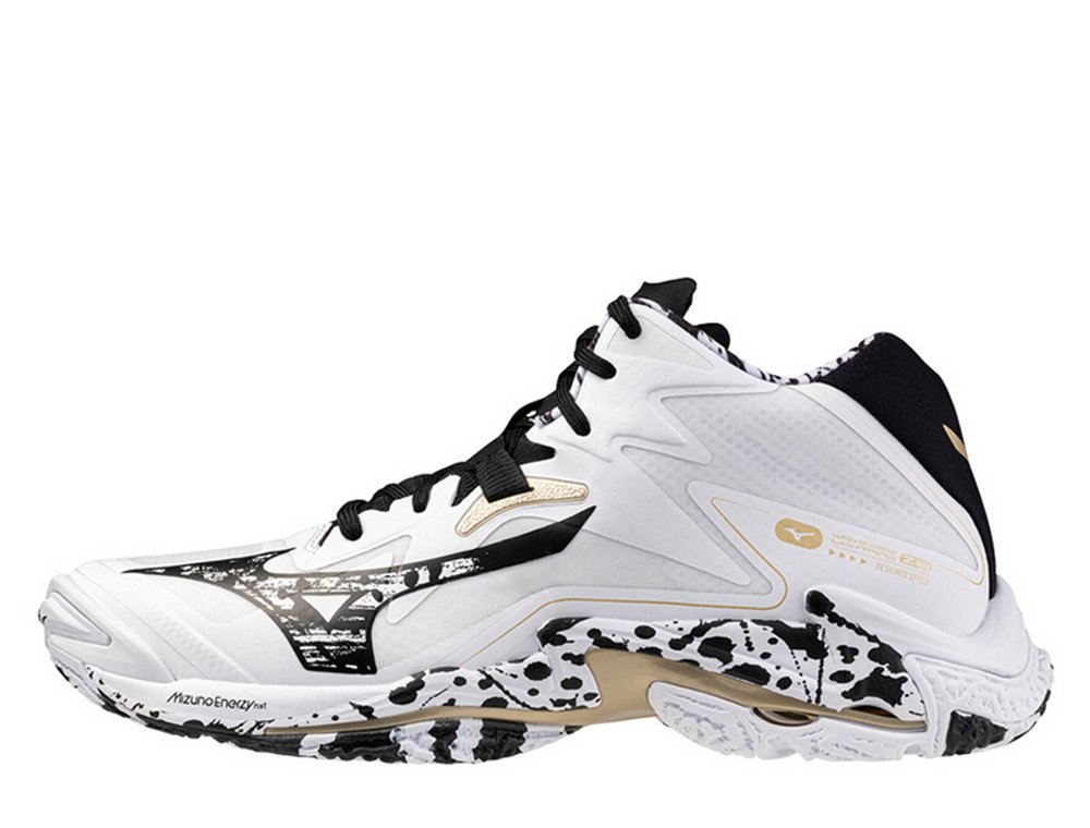 BUTY MIZUNO WAVE LIGHTNING Z8 MID(U) / WHITE/BLACK/GE GOLD