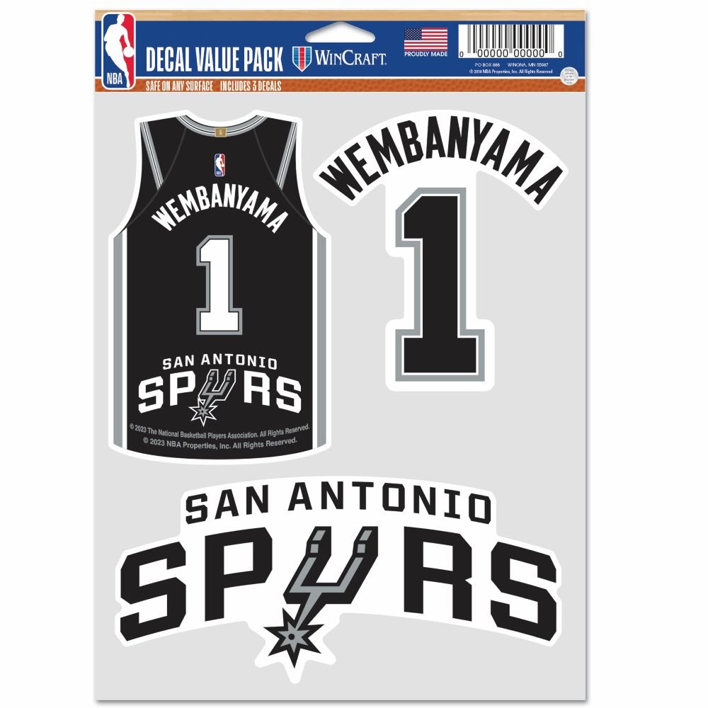 Wincraft NBA Multi Use Fan Pack Decal San Antonio Spurs Victor Wembanyama  Sticker