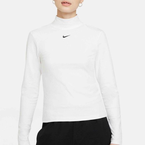 売れ筋商品|||ナイキ Tシャツ レディース トップス MOCK - Long sleeved top - black/white Nike Women's Sportswear Essentials Logo T-Shirt Black/White