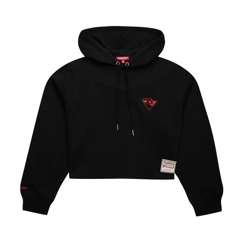 MITCHELL&NESS NBA WOMEN'S CROP HOODIE GOLDEN STATE WARRIORS BLACK  [FPHD7901-GSWYYPPPBLC]