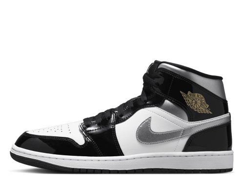 Air Jordan 1 Mid SE Black/Metallic Silver-White shoes