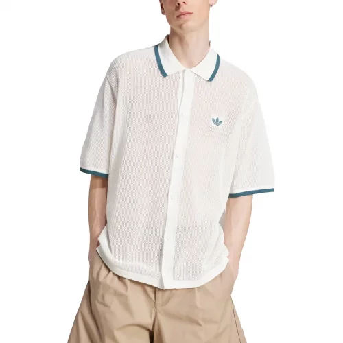 T-shirts adidas Button Down Knitted Shirt 'Wonder White