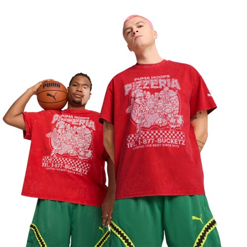 PUMA 赤 シャツ & 黒 ショーツ XLセット hoops-x-tmnt-tee-i-for-all-