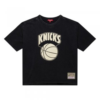 Mitchell&Ness NBA Boxy Cropped New York Knicks T-shirt Black