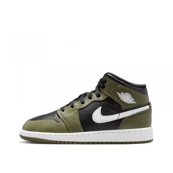 シューズ(女性用) JORDAN 1 MID GS BLACK,CHILE RED,WHITE NIKE AIR JORDAN 1 MID GS 