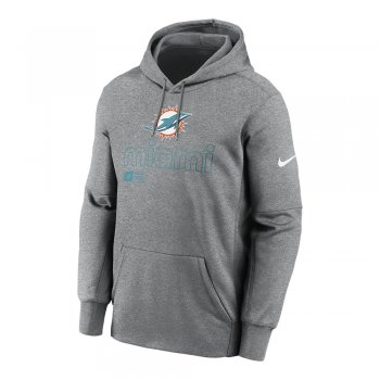 【NIKE】MiamiDolphinsIconMen’sNikeThermaNFLPulloverHoodie Men's Nike Pewter Miami Dolphins Player Full-Zip Performance