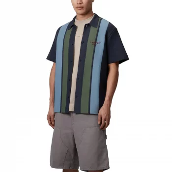 【SATIIIZ】Peosen Mixed Stripe Cara Tee Stripe Jersey Twist Shoulder Tee | Pagani