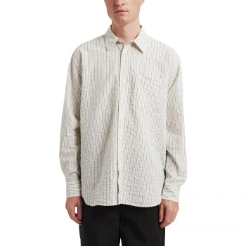 シャツ IONSEOUL Pleddy Louis Natural Stripe Shirt (2color) 4JH076 NN07 Enzo Linen Brown Stripe Shirt | Liberty